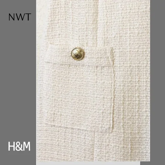 H&M Cream Tweed Boucle Mini Dress, Sz S - Picture 4 of 11